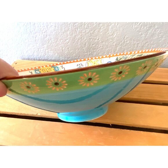 Dutch Wax Peacocks Bowl Handpainted by Coastline Imports 10 Inches - Picture 12 of 12